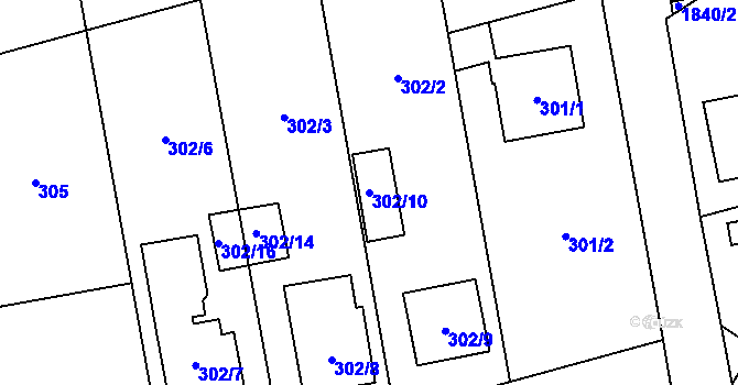 Parcela st. 302/10 v KÚ Kylešovice, Katastrální mapa