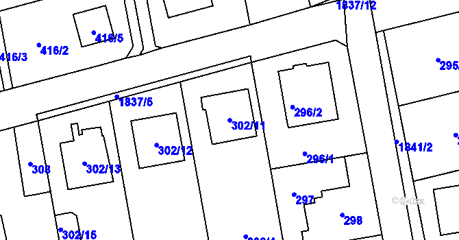 Parcela st. 302/11 v KÚ Kylešovice, Katastrální mapa