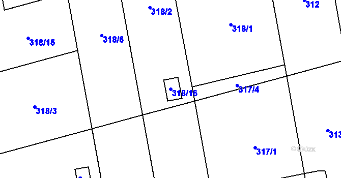 Parcela st. 318/16 v KÚ Kylešovice, Katastrální mapa