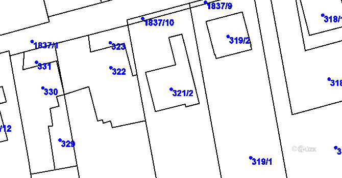 Parcela st. 321/2 v KÚ Kylešovice, Katastrální mapa