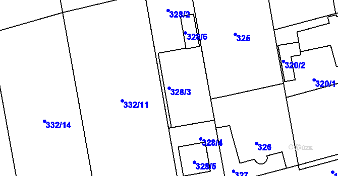 Parcela st. 328/3 v KÚ Kylešovice, Katastrální mapa