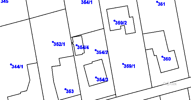 Parcela st. 354/2 v KÚ Kylešovice, Katastrální mapa