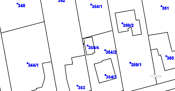 Parcela st. 354/4 v KÚ Kylešovice, Katastrální mapa