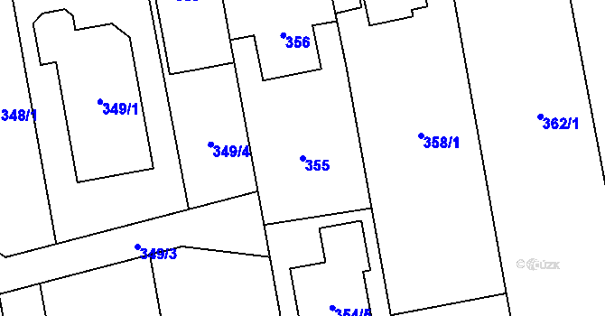 Parcela st. 355 v KÚ Kylešovice, Katastrální mapa