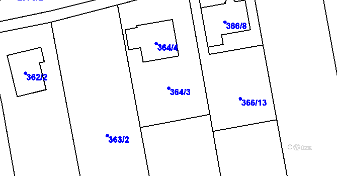 Parcela st. 364/3 v KÚ Kylešovice, Katastrální mapa