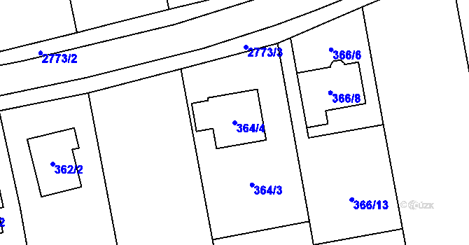 Parcela st. 364/4 v KÚ Kylešovice, Katastrální mapa