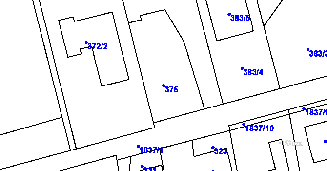Parcela st. 375 v KÚ Kylešovice, Katastrální mapa