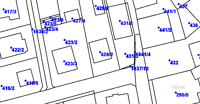 Parcela st. 428/2 v KÚ Kylešovice, Katastrální mapa