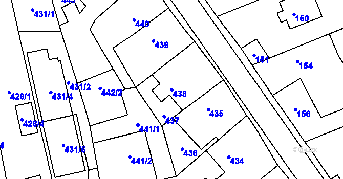 Parcela st. 438 v KÚ Kylešovice, Katastrální mapa