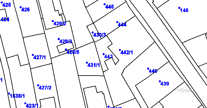 Parcela st. 443 v KÚ Kylešovice, Katastrální mapa