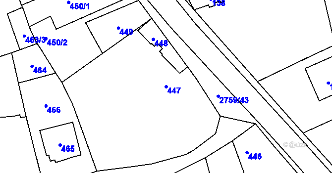 Parcela st. 447 v KÚ Kylešovice, Katastrální mapa