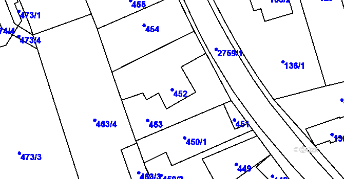 Parcela st. 452 v KÚ Kylešovice, Katastrální mapa