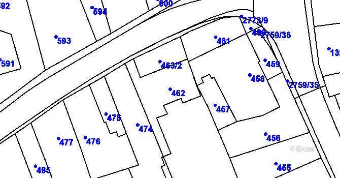 Parcela st. 462 v KÚ Kylešovice, Katastrální mapa