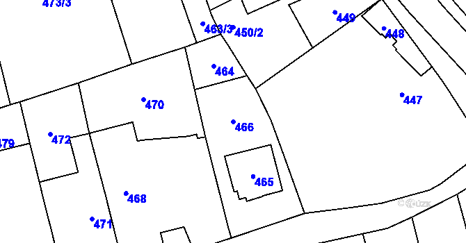 Parcela st. 466 v KÚ Kylešovice, Katastrální mapa