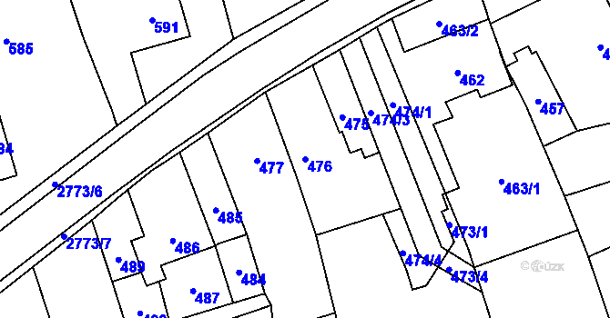 Parcela st. 476 v KÚ Kylešovice, Katastrální mapa