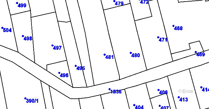 Parcela st. 481 v KÚ Kylešovice, Katastrální mapa