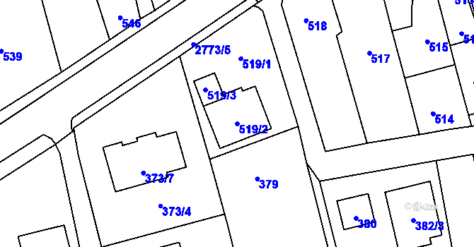 Parcela st. 519/2 v KÚ Kylešovice, Katastrální mapa