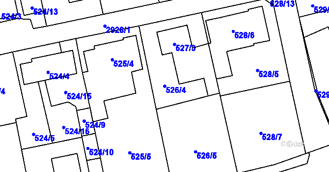 Parcela st. 526/4 v KÚ Kylešovice, Katastrální mapa