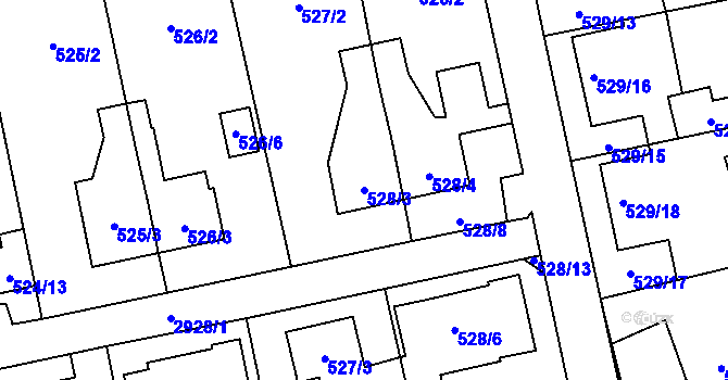 Parcela st. 528/3 v KÚ Kylešovice, Katastrální mapa