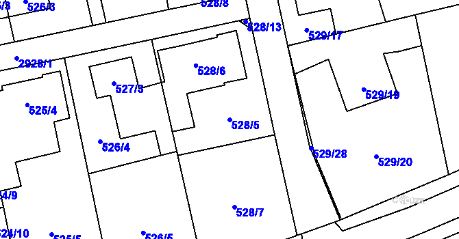 Parcela st. 528/5 v KÚ Kylešovice, Katastrální mapa