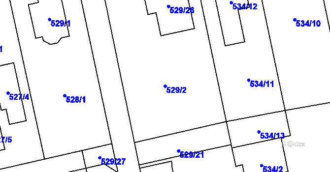 Parcela st. 529/2 v KÚ Kylešovice, Katastrální mapa