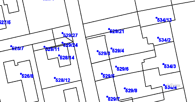 Parcela st. 529/3 v KÚ Kylešovice, Katastrální mapa