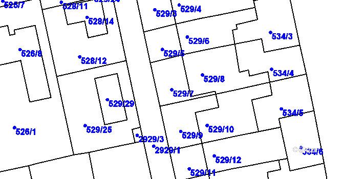 Parcela st. 529/7 v KÚ Kylešovice, Katastrální mapa