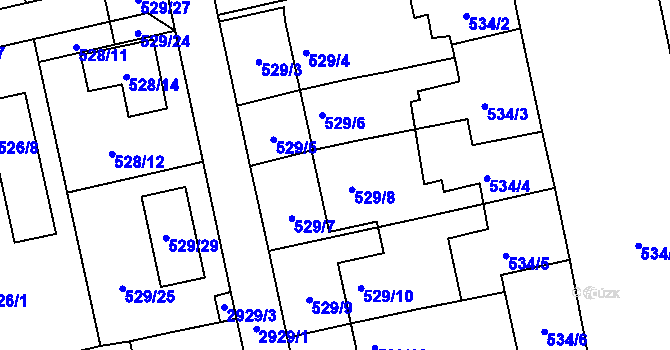 Parcela st. 529/8 v KÚ Kylešovice, Katastrální mapa