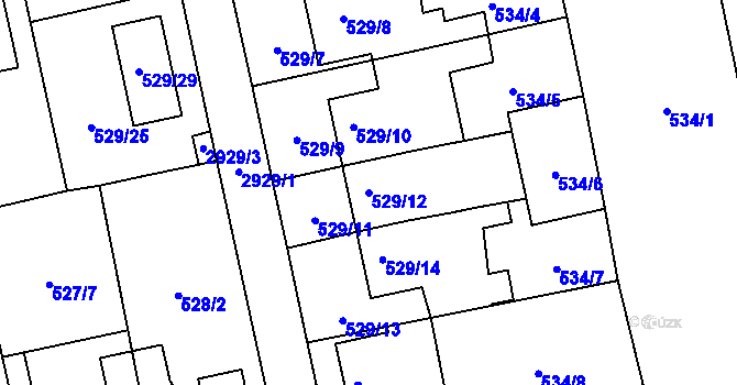 Parcela st. 529/12 v KÚ Kylešovice, Katastrální mapa