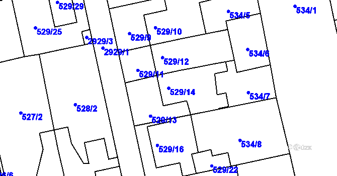 Parcela st. 529/14 v KÚ Kylešovice, Katastrální mapa