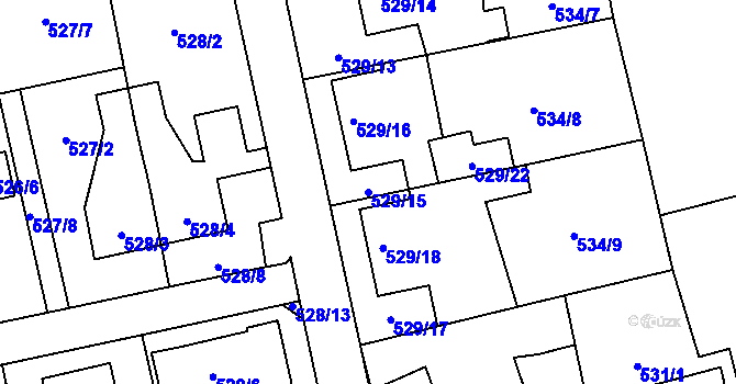 Parcela st. 529/15 v KÚ Kylešovice, Katastrální mapa