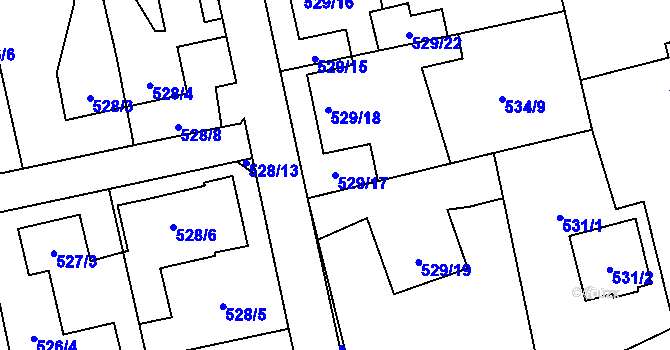 Parcela st. 529/17 v KÚ Kylešovice, Katastrální mapa