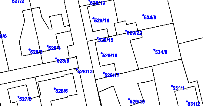 Parcela st. 529/18 v KÚ Kylešovice, Katastrální mapa