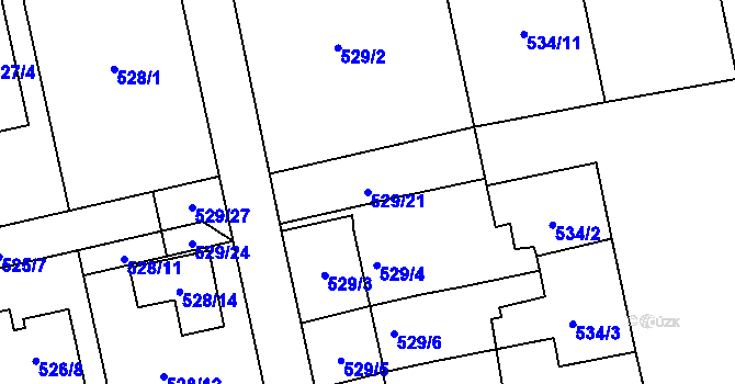 Parcela st. 529/21 v KÚ Kylešovice, Katastrální mapa