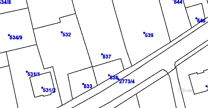 Parcela st. 537 v KÚ Kylešovice, Katastrální mapa
