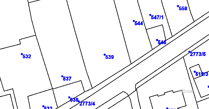 Parcela st. 539 v KÚ Kylešovice, Katastrální mapa