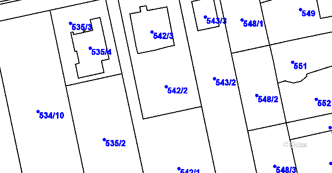 Parcela st. 542/2 v KÚ Kylešovice, Katastrální mapa