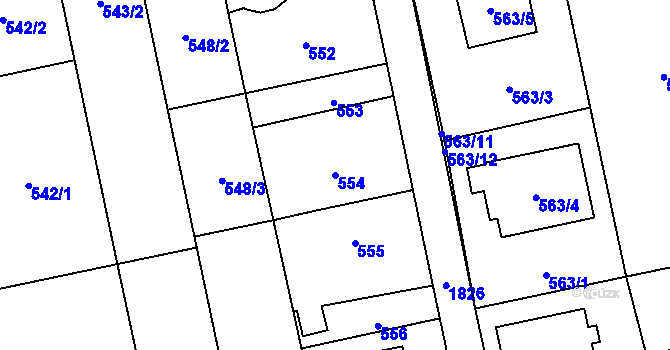 Parcela st. 554 v KÚ Kylešovice, Katastrální mapa