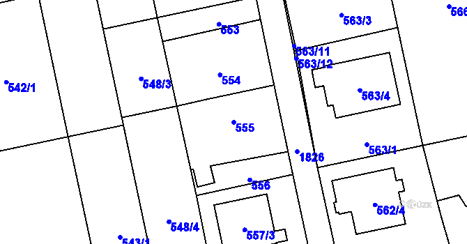 Parcela st. 555 v KÚ Kylešovice, Katastrální mapa