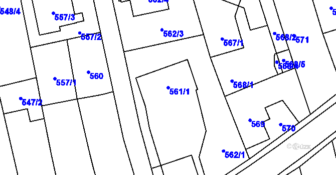 Parcela st. 561/1 v KÚ Kylešovice, Katastrální mapa