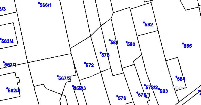Parcela st. 575 v KÚ Kylešovice, Katastrální mapa