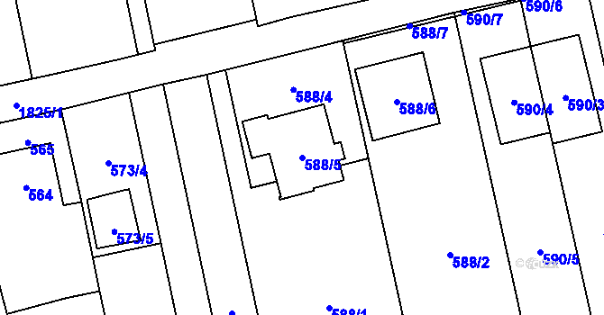 Parcela st. 588/5 v KÚ Kylešovice, Katastrální mapa