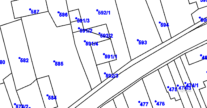 Parcela st. 591 v KÚ Kylešovice, Katastrální mapa