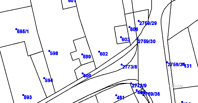 Parcela st. 602 v KÚ Kylešovice, Katastrální mapa