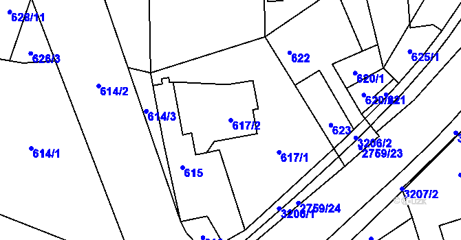 Parcela st. 617/2 v KÚ Kylešovice, Katastrální mapa