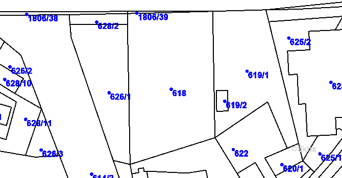 Parcela st. 618 v KÚ Kylešovice, Katastrální mapa