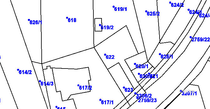 Parcela st. 622 v KÚ Kylešovice, Katastrální mapa