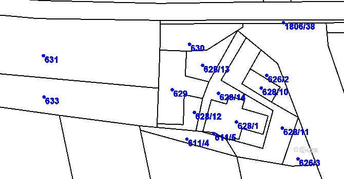 Parcela st. 629 v KÚ Kylešovice, Katastrální mapa