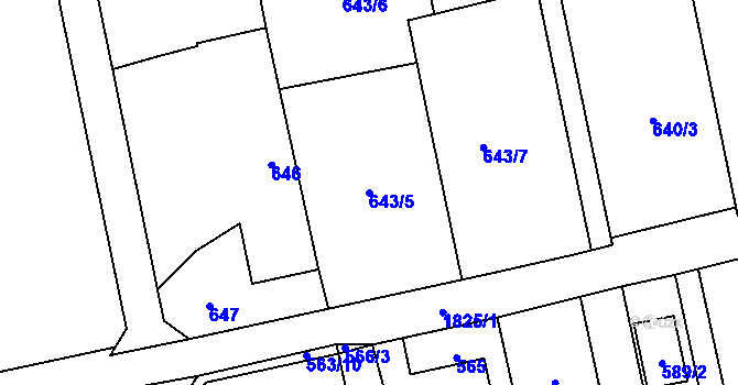 Parcela st. 643/5 v KÚ Kylešovice, Katastrální mapa
