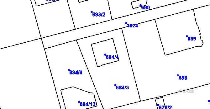 Parcela st. 684/4 v KÚ Kylešovice, Katastrální mapa